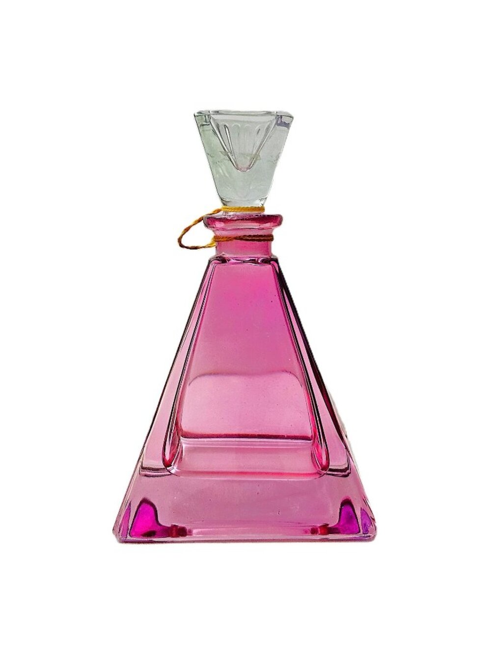 Vintage Italian Lead Crystal Pyramid Perfume Bottle